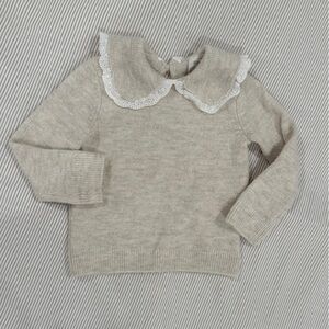 H&M Cream Sweater with Lace Collar